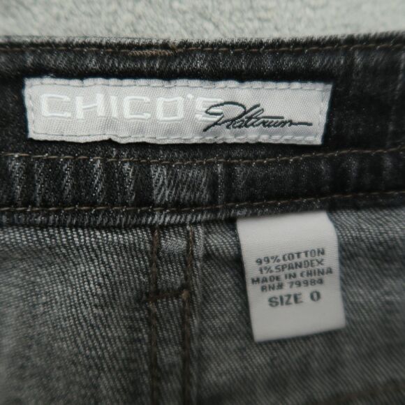 Chico's Platinum Jeans Women's 0 US-4 Gray Mid-Rise Abalone Skinny 29.5" Inseam - Picture 7 of 14